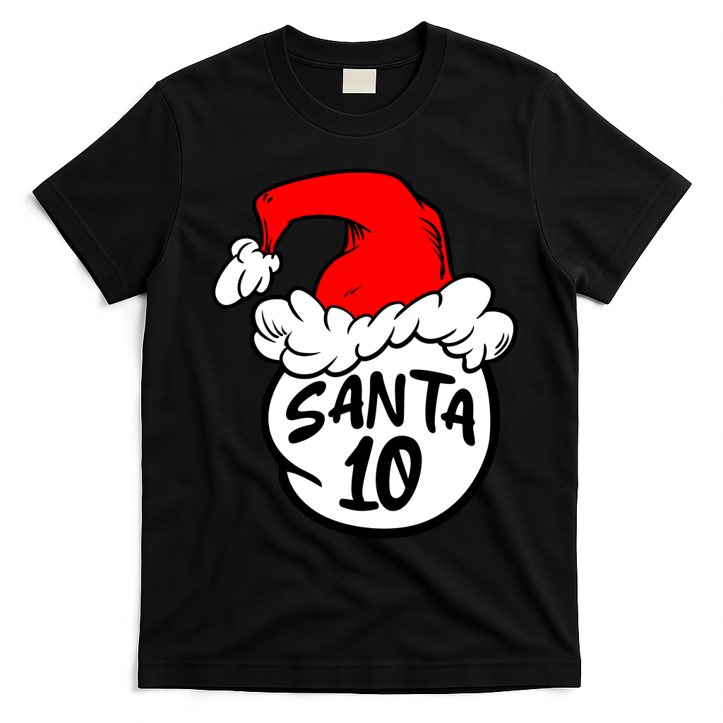 Matching Family Group Santa Hat 10 T-Shirt - Black