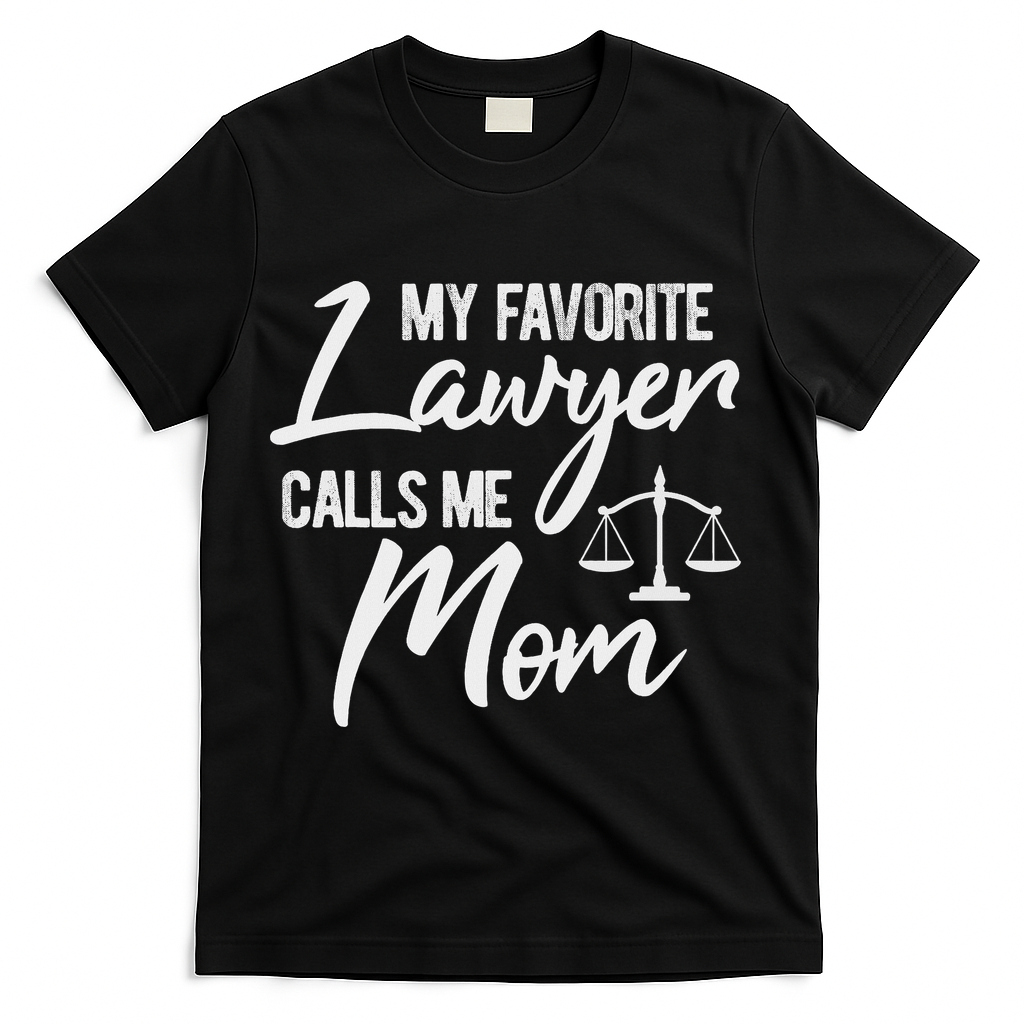 My Favorite Lawyer Calls Me Mom Justice Law Funny Gift T-Shirt - Black