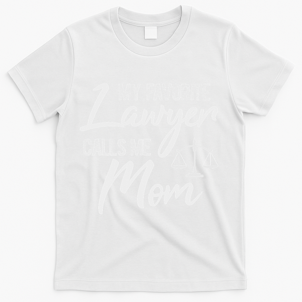 My Favorite Lawyer Calls Me Mom Justice Law Funny Gift T-Shirt - White