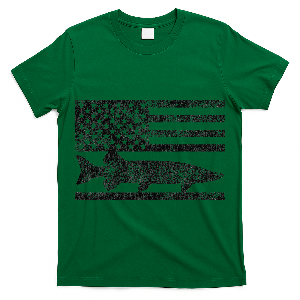 Musky Fishing Muskie Fisherman American Flag Gift T-Shirt