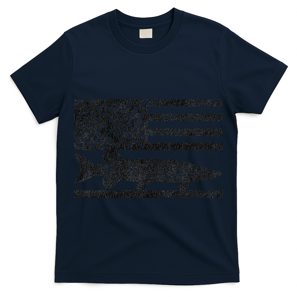 Musky Fishing Muskie Fisherman American Flag Gift T-Shirt