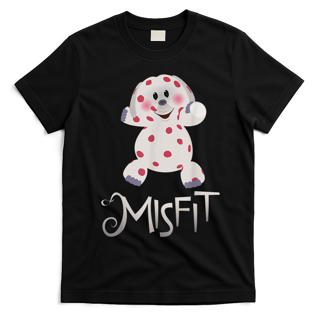 Mis Fit Spotted Elephant Ru Dolph Red Retro Nosed Christmas T-Shirt - Black