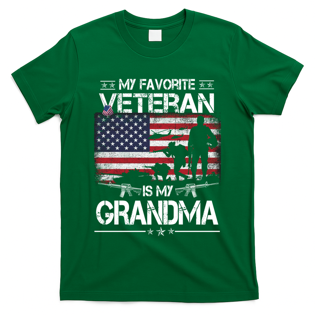 My Favorite Veteran Is My Grandma Cool Gift Flag Mother Veterans Day Funny Gift T-Shirt