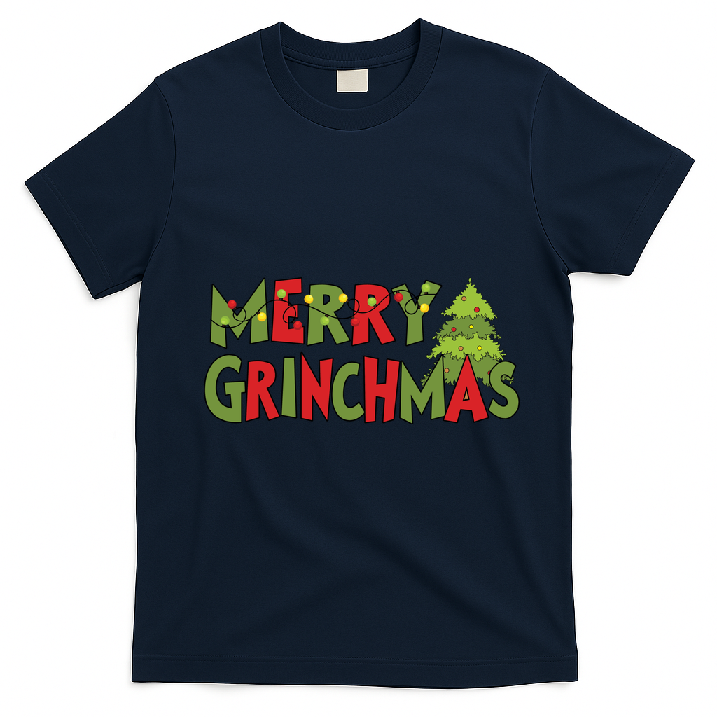 Merry Grinchmas Christmas Holiday Xmas Funny Matching Family T-Shirt - Navy Blue