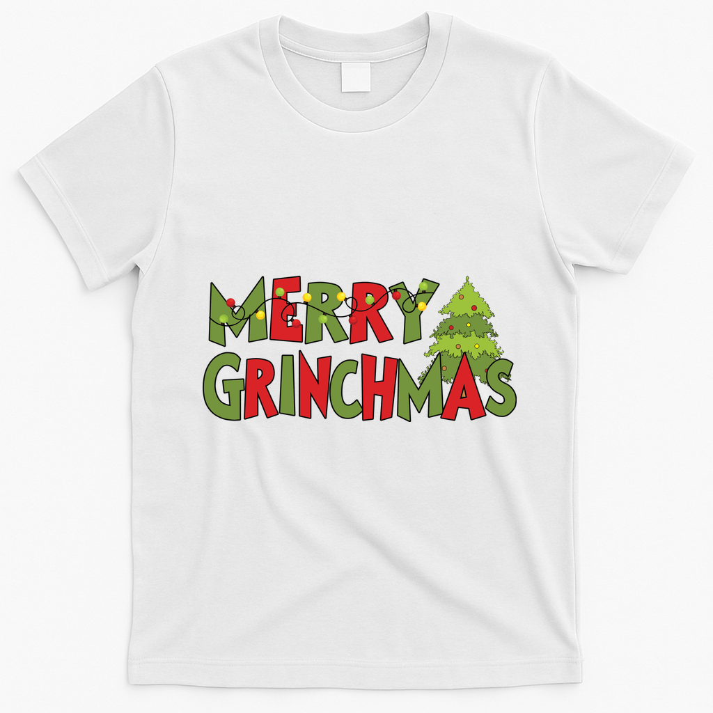 Merry Grinchmas Christmas Holiday Xmas Funny Matching Family T-Shirt - White