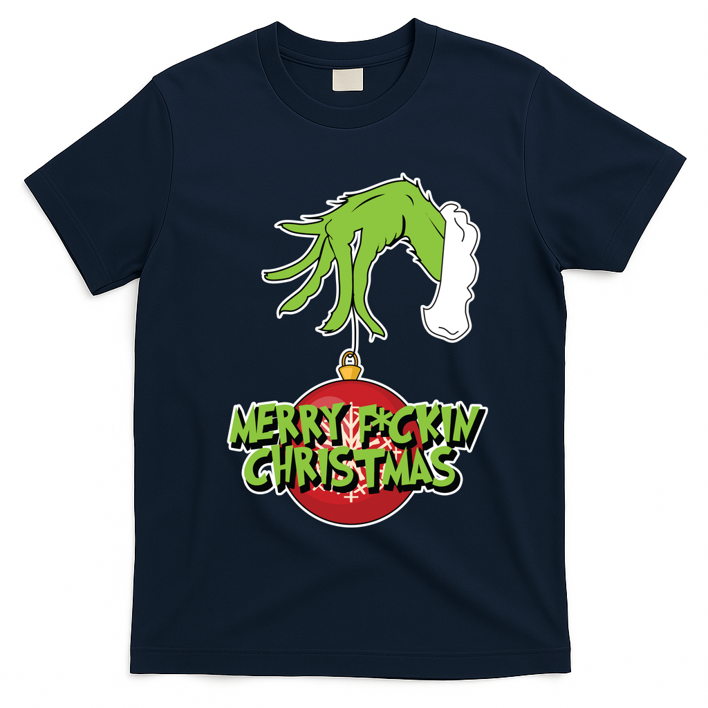 Merry F*Ckin Christmas T-Shirt - Navy Blue