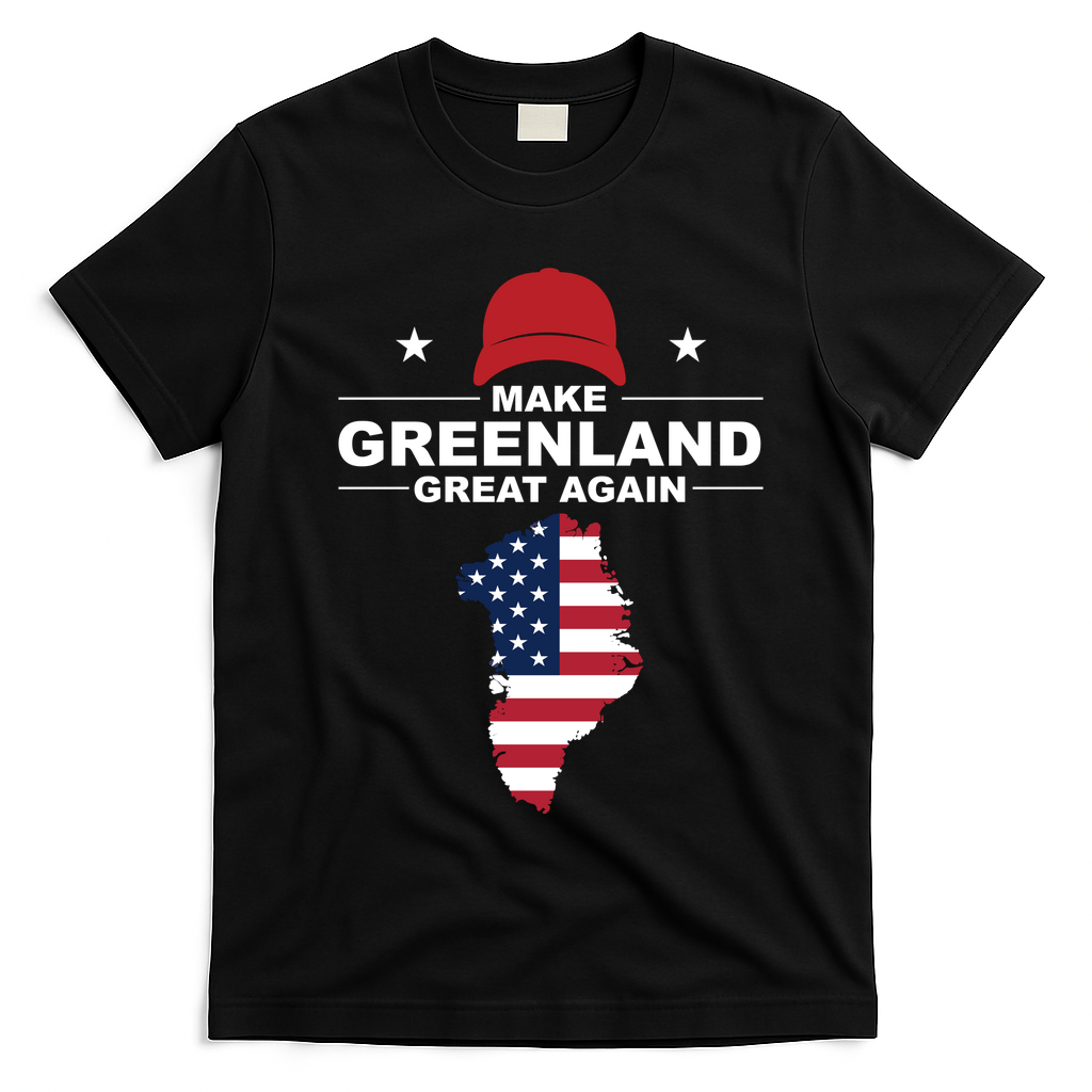 Make Greenland Great Again American Flag Trump T-Shirt - Black