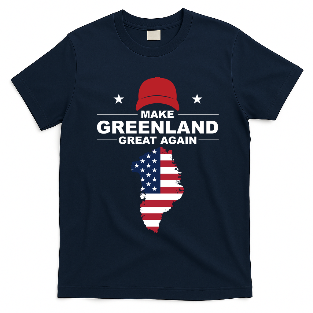 Make Greenland Great Again American Flag Trump T-Shirt - Navy Blue