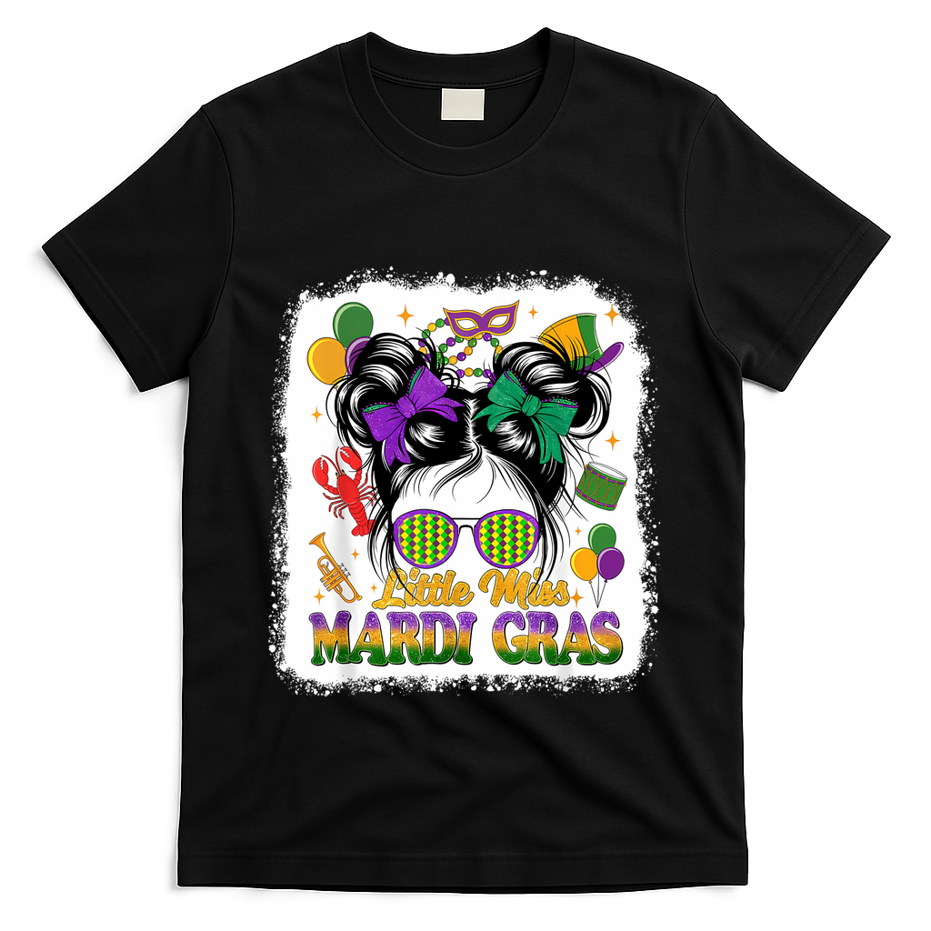 Mardi Gras Messy Bun Girl Women T-Shirt