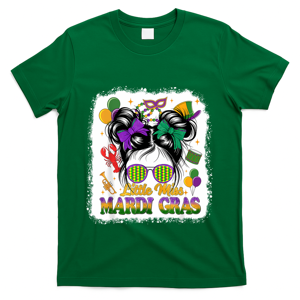 Mardi Gras Messy Bun Girl Women T-Shirt