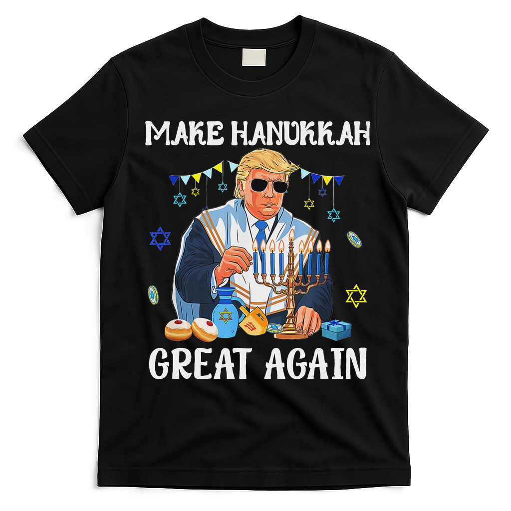 Make Hanukkah Great Again Trump Jewish Ugly Chanukah Sweater T-Shirt - Black
