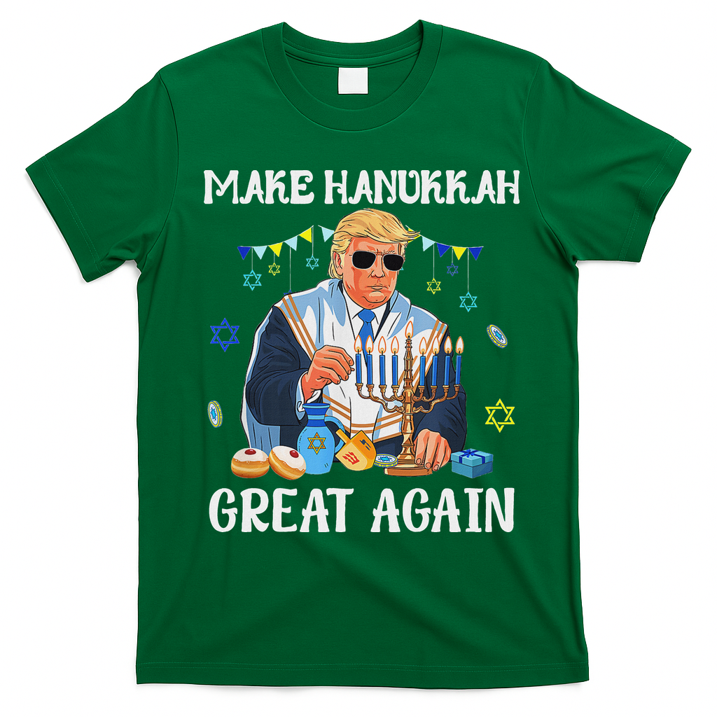 Make Hanukkah Great Again Trump Jewish Ugly Chanukah Sweater T-Shirt - Irish Green
