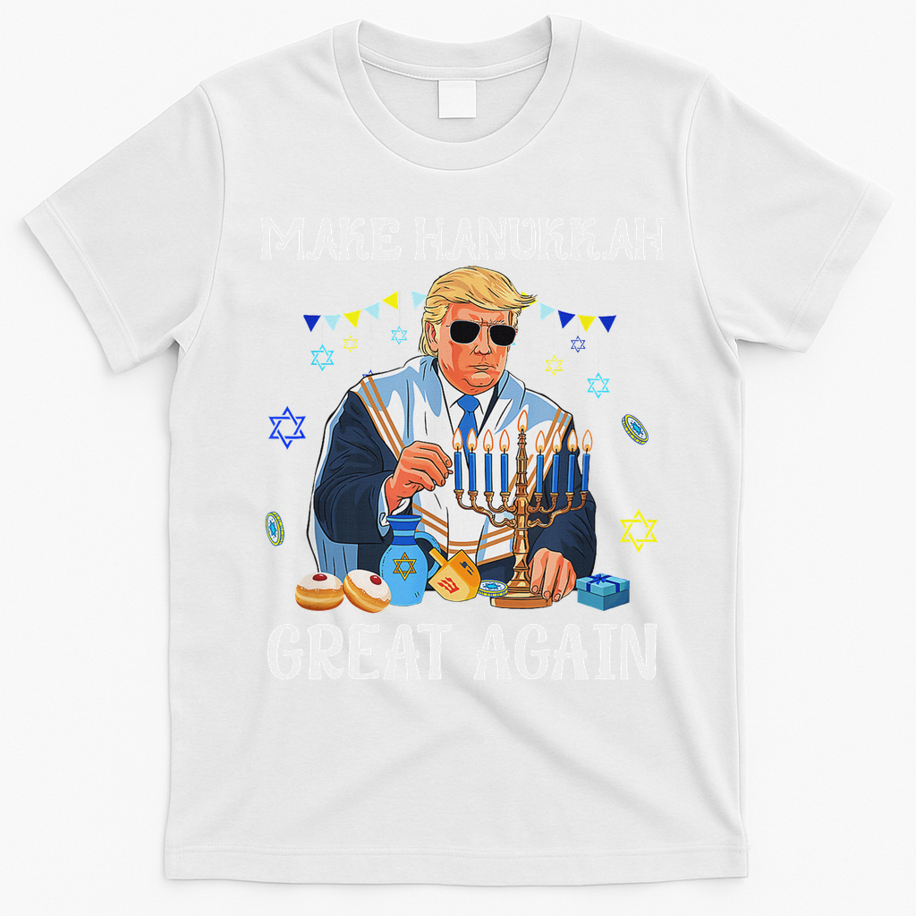 Make Hanukkah Great Again Trump Jewish Ugly Chanukah Sweater T-Shirt - White