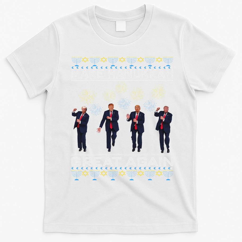 Make Hanukkah Great Again Funny Trump Ugly Chanukah T-Shirt - White