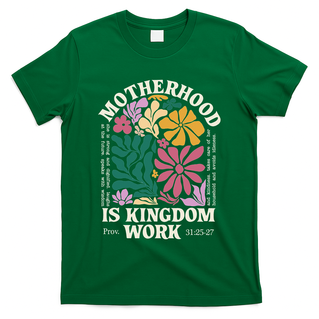 Motherhood Is Kingdom Work Retro Christian Mothers Day T-Shirt
