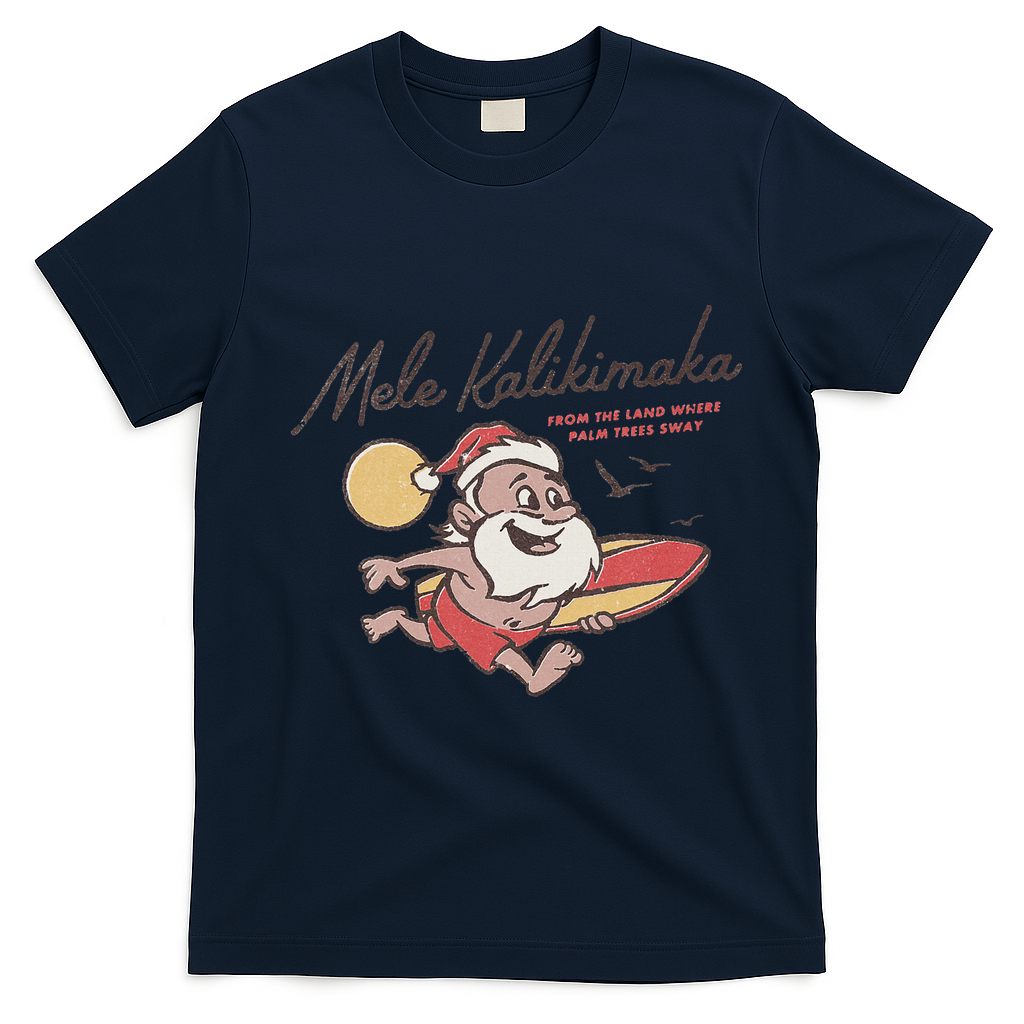 Mele Kalikimaka Hawaiian Christmas Mele Kalikimaka T-Shirt - Navy Blue