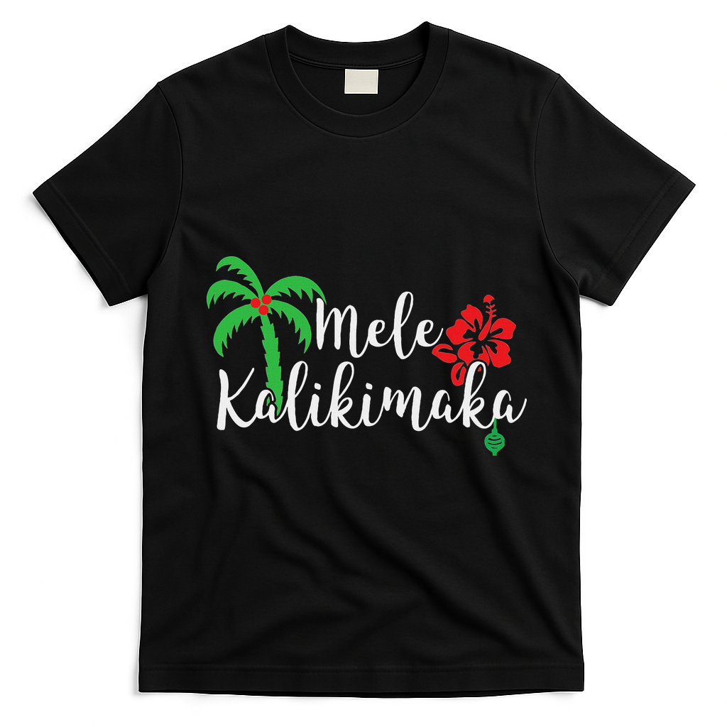 Mele Kalikimaka Hawaiian Merry Christmas T-Shirt - Black