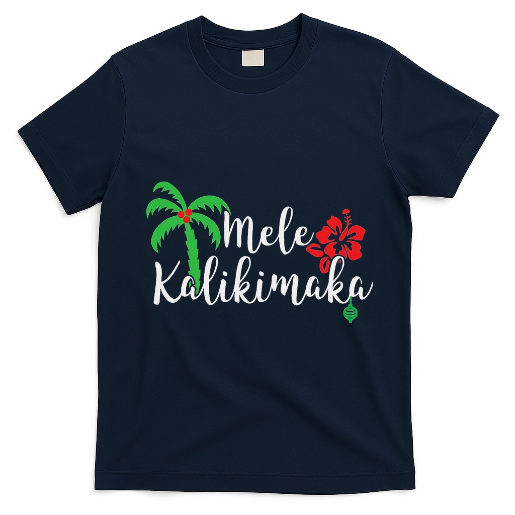 Mele Kalikimaka Hawaiian Merry Christmas T-Shirt - Navy Blue