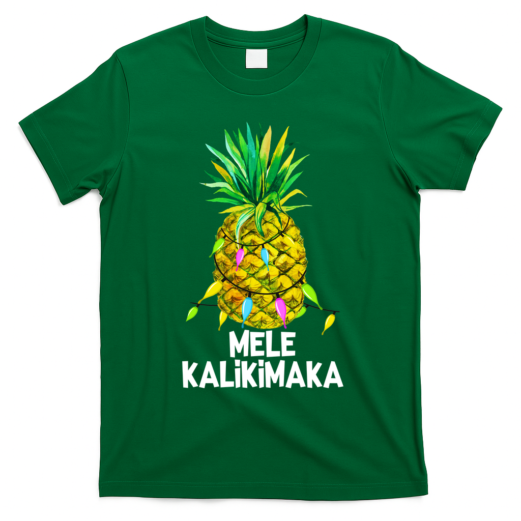 Mele Kalikimaka Pineapple Christmas Lights T-Shirt - Irish Green