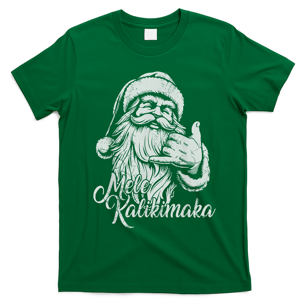 Mele Kalikimaka Santa Claus Hawaiian Christmas Hawaii Spirit T-Shirt - Irish Green