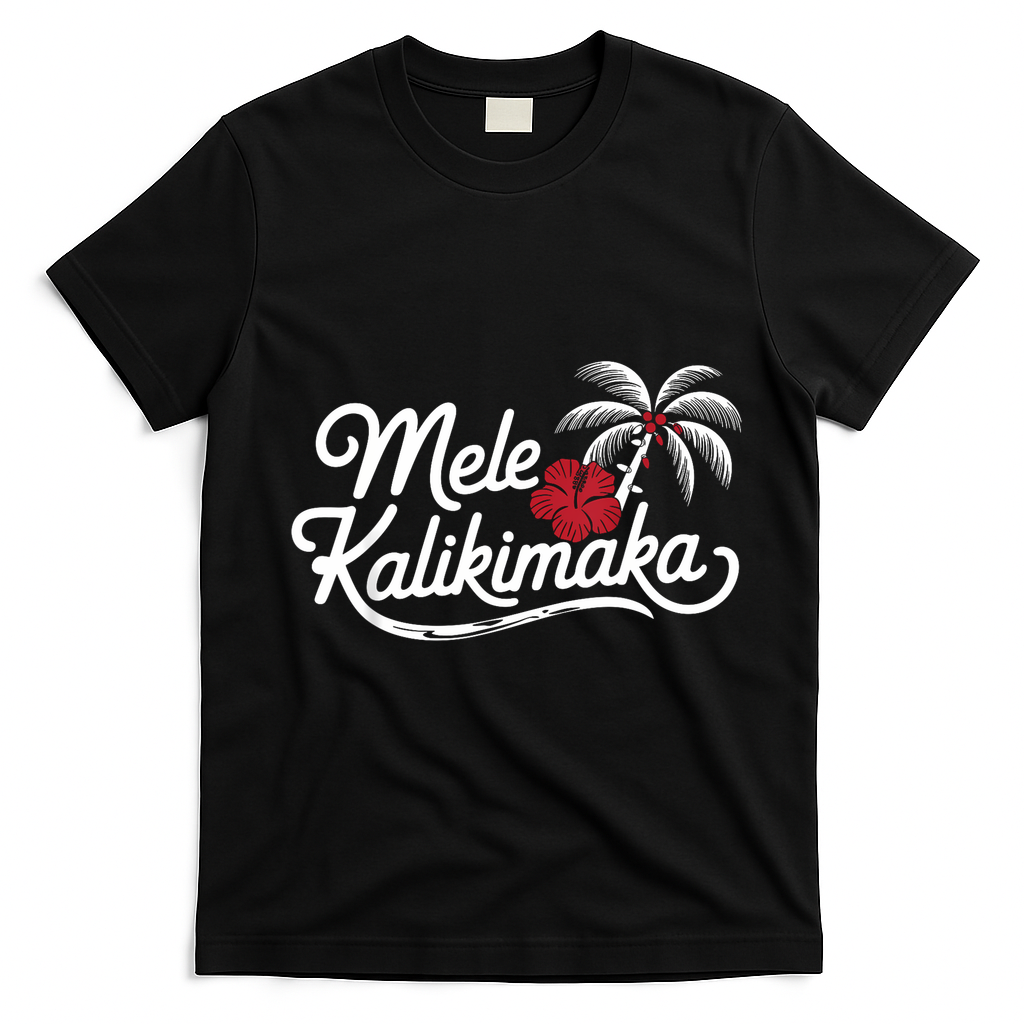 Mele Kalikimaka Tropical Christmas Hawaiian Xmas T-Shirt - Black