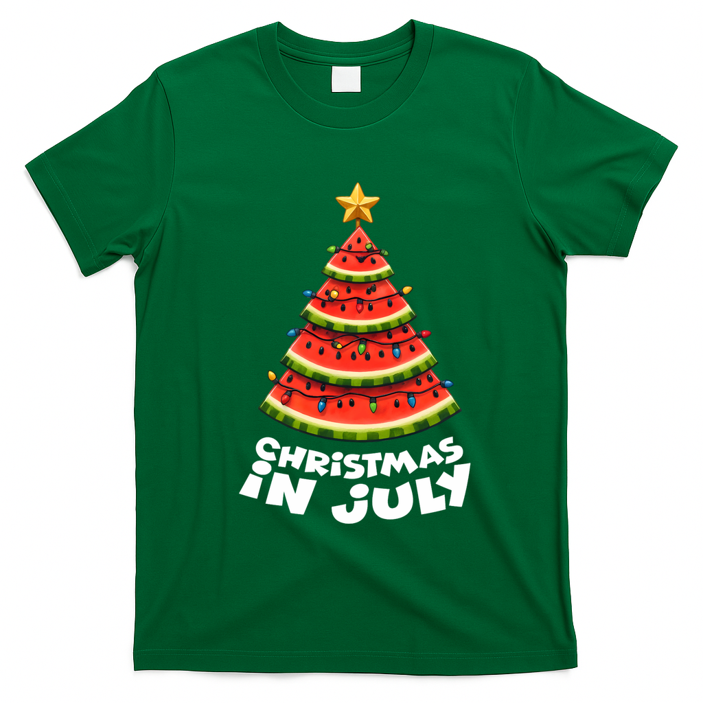 Mele Kalikimaka Water Melon Xmas Tree Christmas In July T-Shirt - Irish Green