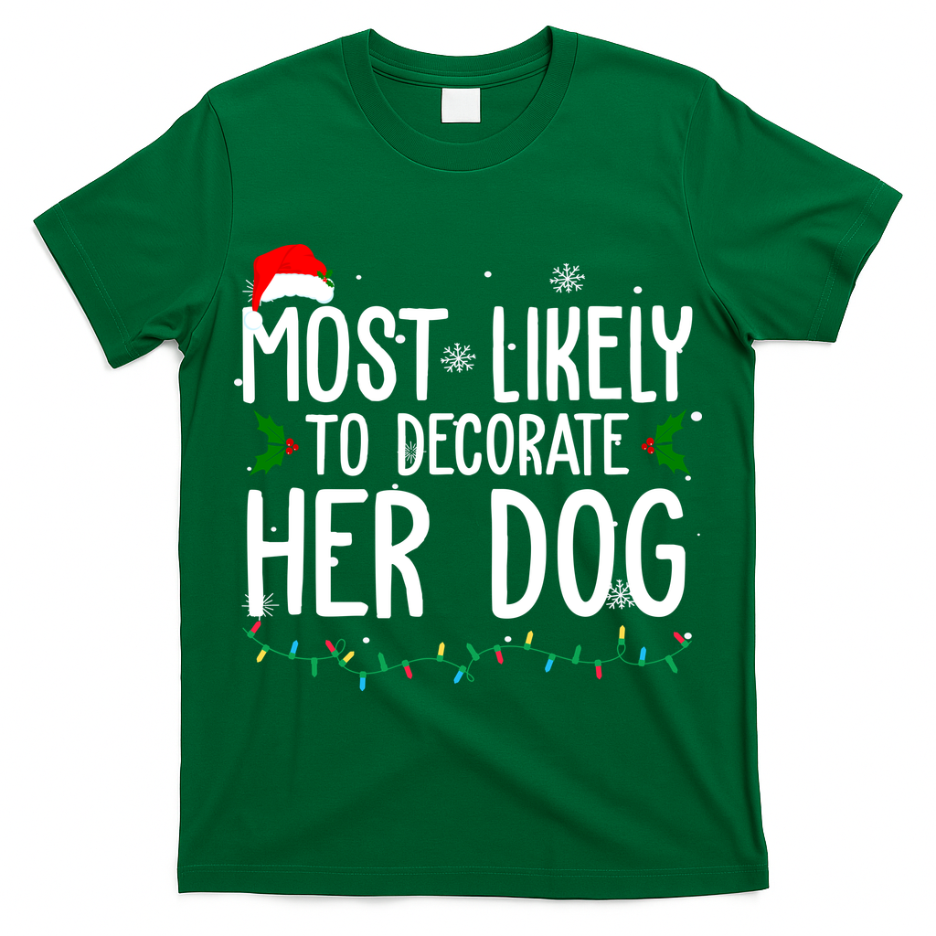 Most Likely To Decorate Her Dog Funny Christmas T-Shirt