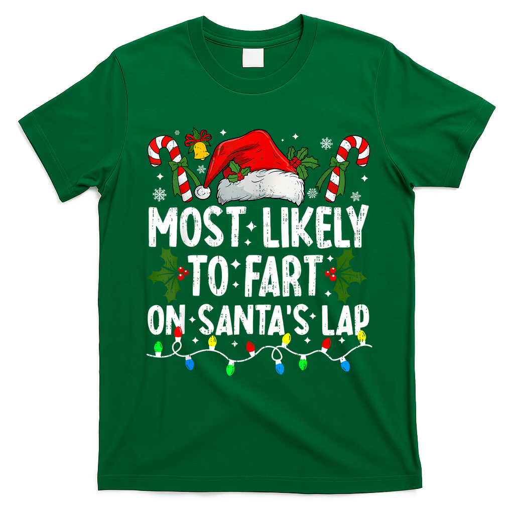 Most Likely To Fart On SantaS Lap Family Matching Christmas T-Shirt - Irish Green