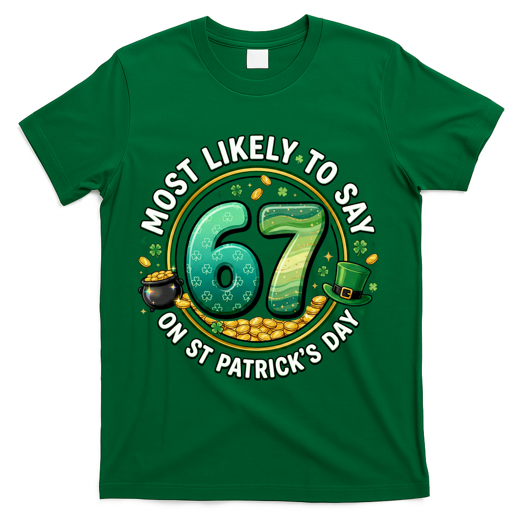 Most Likley To Say 67 On St Patrick's Day T-Shirt - Green