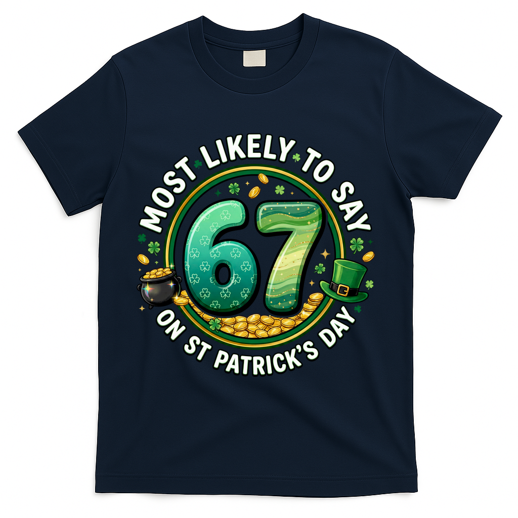 Most Likley To Say 67 On St Patrick's Day T-Shirt - Navy