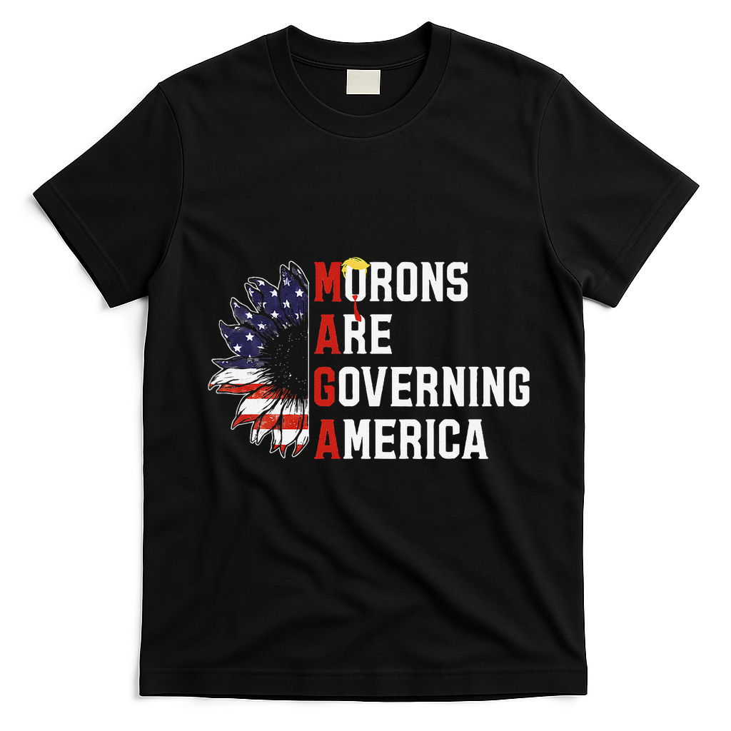 Maga Morons Are Governing America Anti Trump Vintage Quote T-Shirt - Black