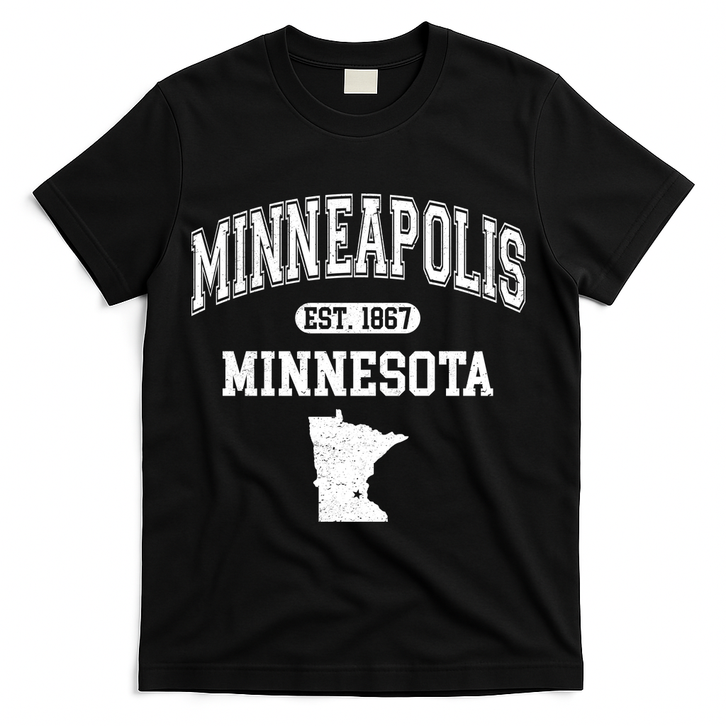 Minneapolis Minnesota Est 1867 Varsity T-Shirt - Black
