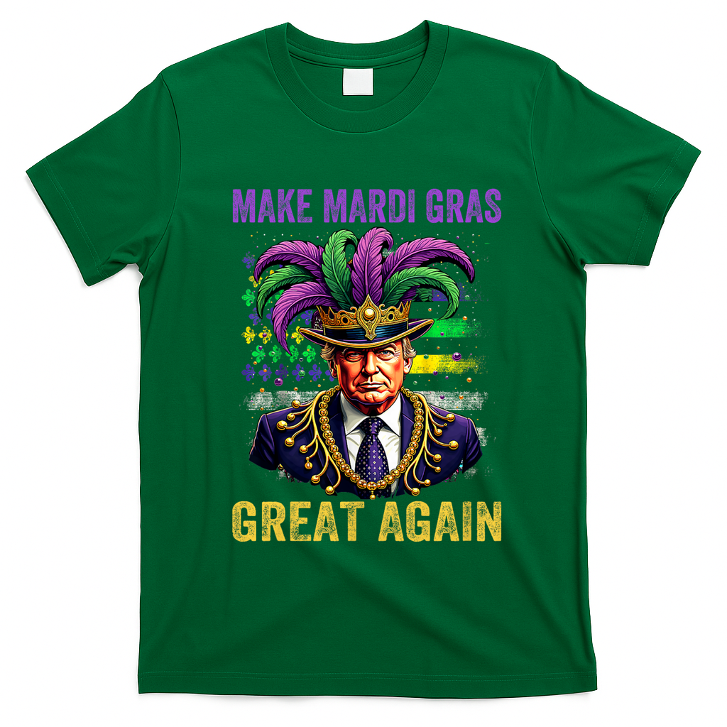 Make Mardi Gras Great Again Funny Mardi Gras Trump T-Shirt - Irish Green