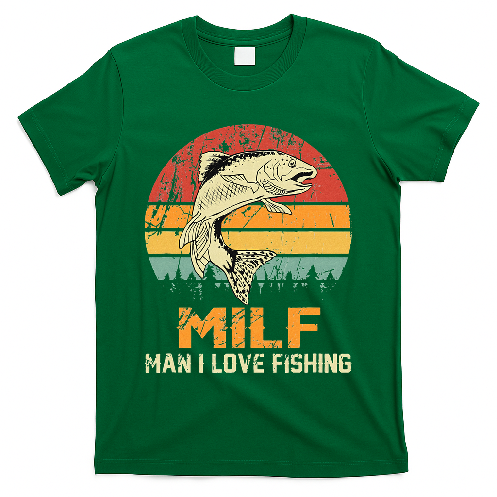 Milf Man I Love Fishing Funny Fish Vintage Outfit T-Shirt