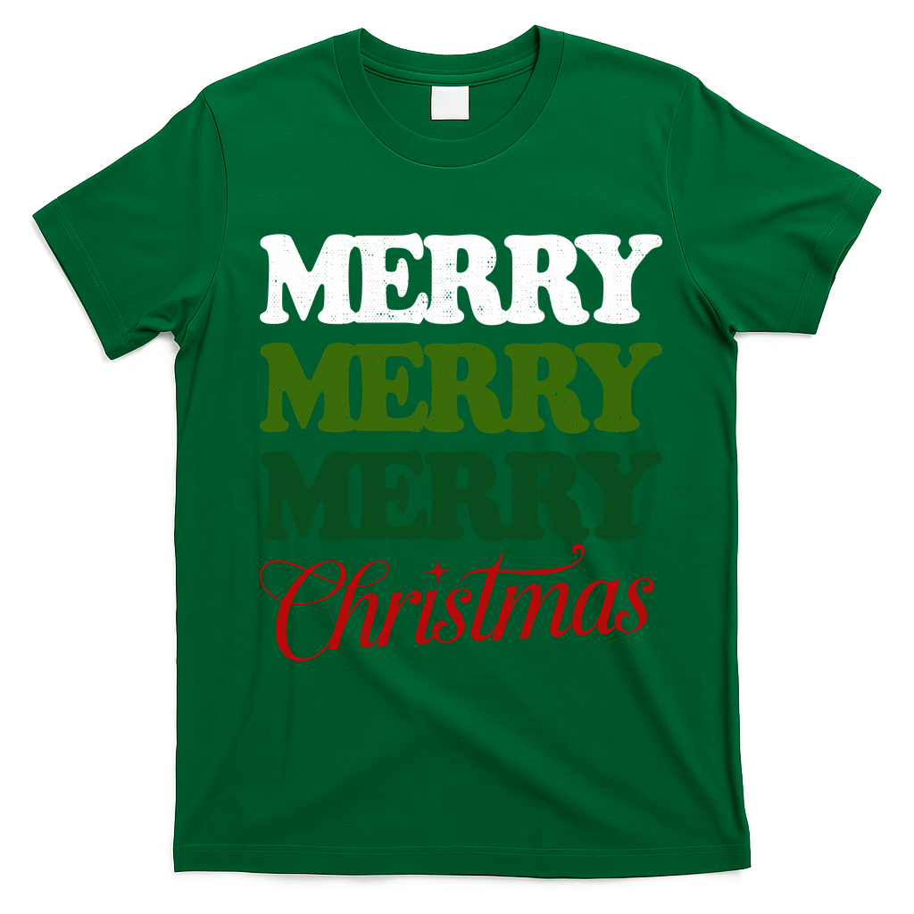 Merry Merry Merry Christmas T-Shirt - Irish Green