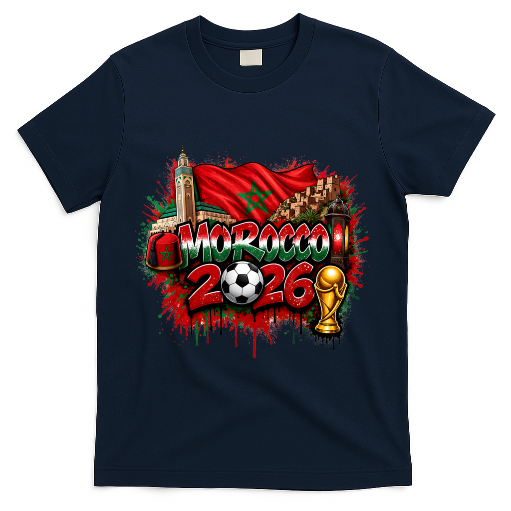 MOROCCO North America Soccer Tournament 2026 T-Shirt - Navy