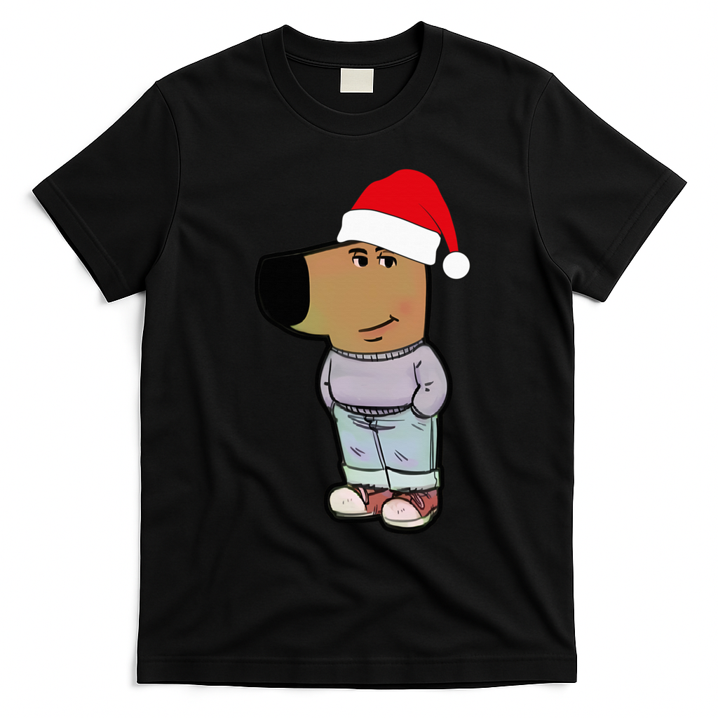 My New Character Is A Chill Guy Meme Wearing Santa Hat Chill Guy Meme T-Shirt - Black