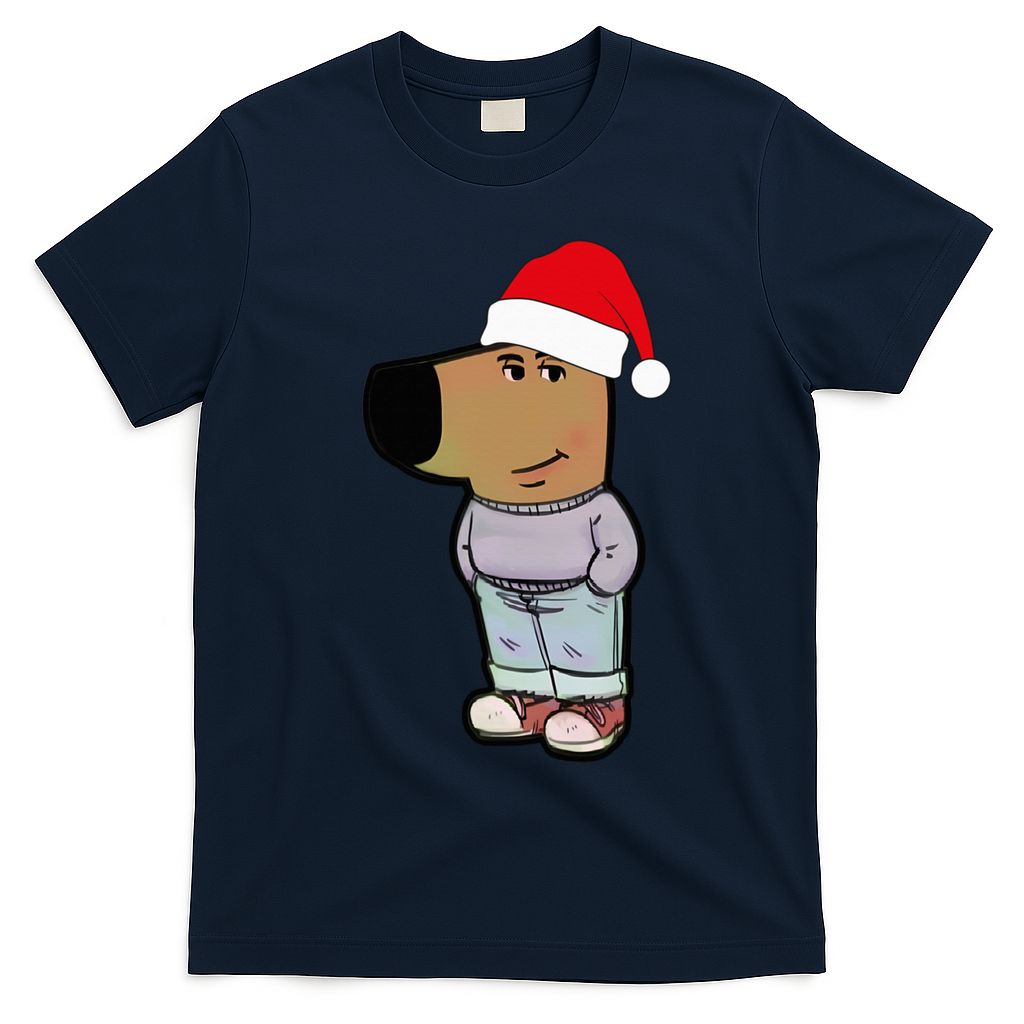 My New Character Is A Chill Guy Meme Wearing Santa Hat Chill Guy Meme T-Shirt - Navy Blue