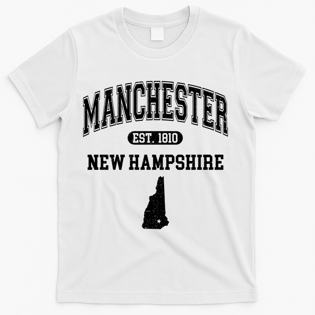 Manchester New Hampshire Est 1810 Varsity T-Shirt - White