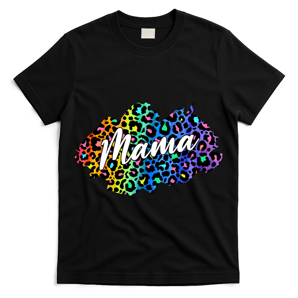 Mama Neon Leopard Print Cute Gift T-Shirt