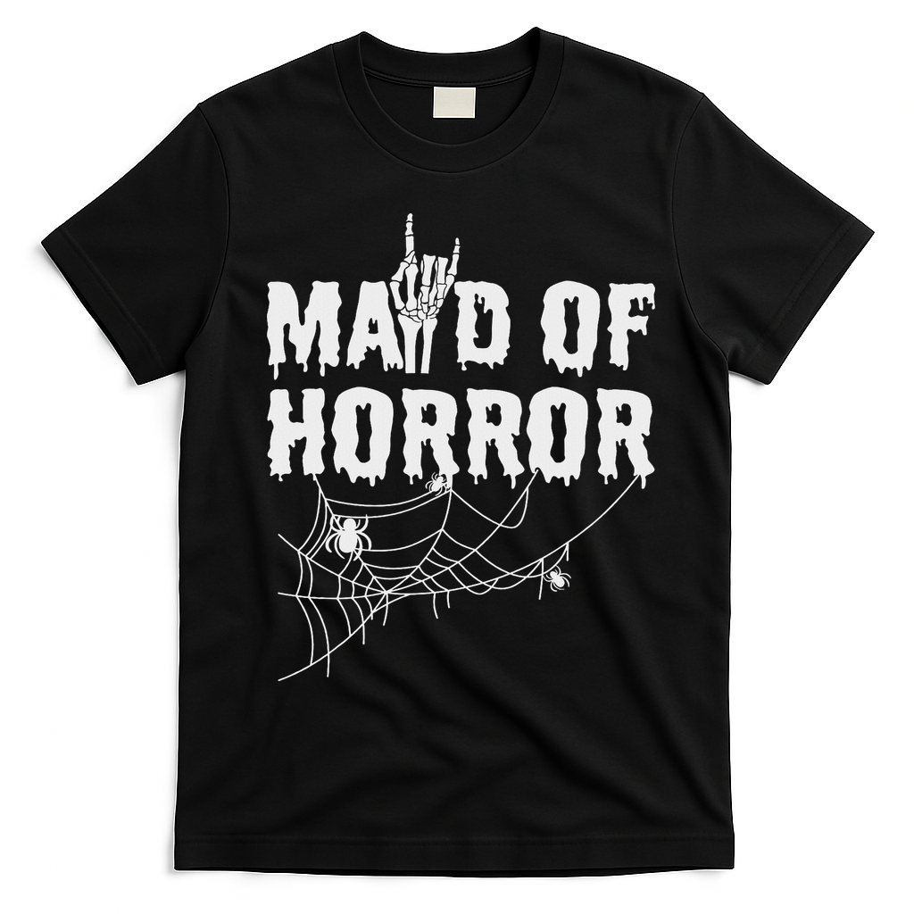 Maid Of Horror Bride Bridesmaid Halloween Bachelorette T-Shirt - Black
