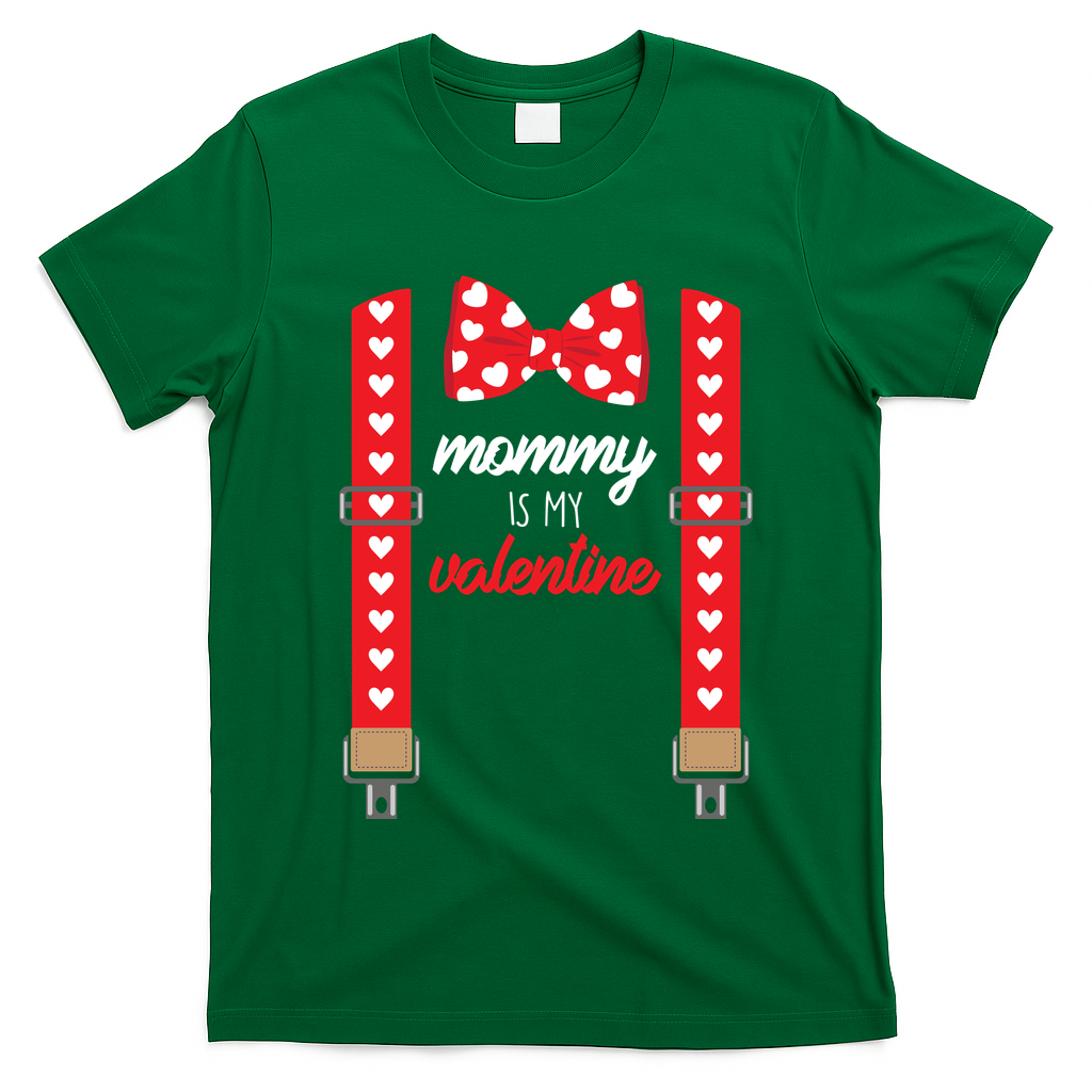 Mommy Is My Valentine Cute Bow Tie Suspenders T-Shirt