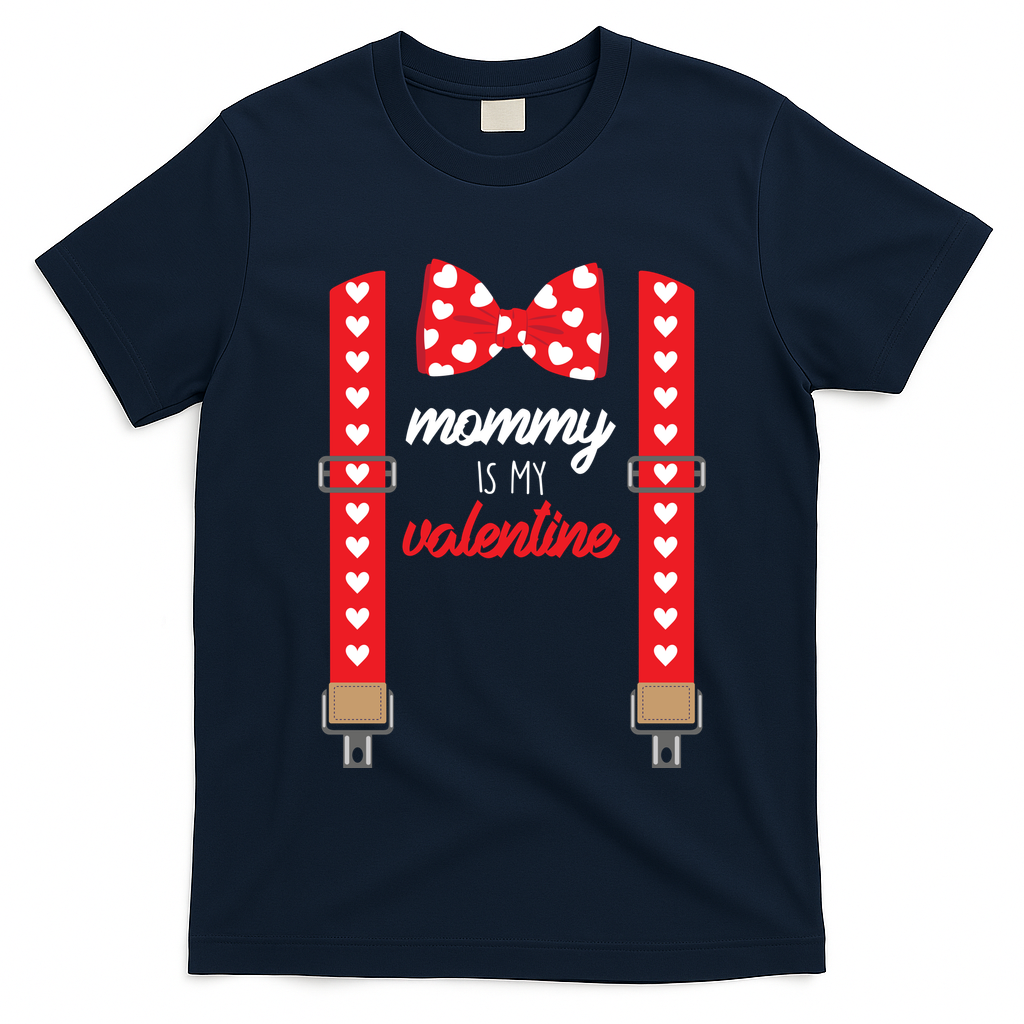 Mommy Is My Valentine Cute Bow Tie Suspenders T-Shirt