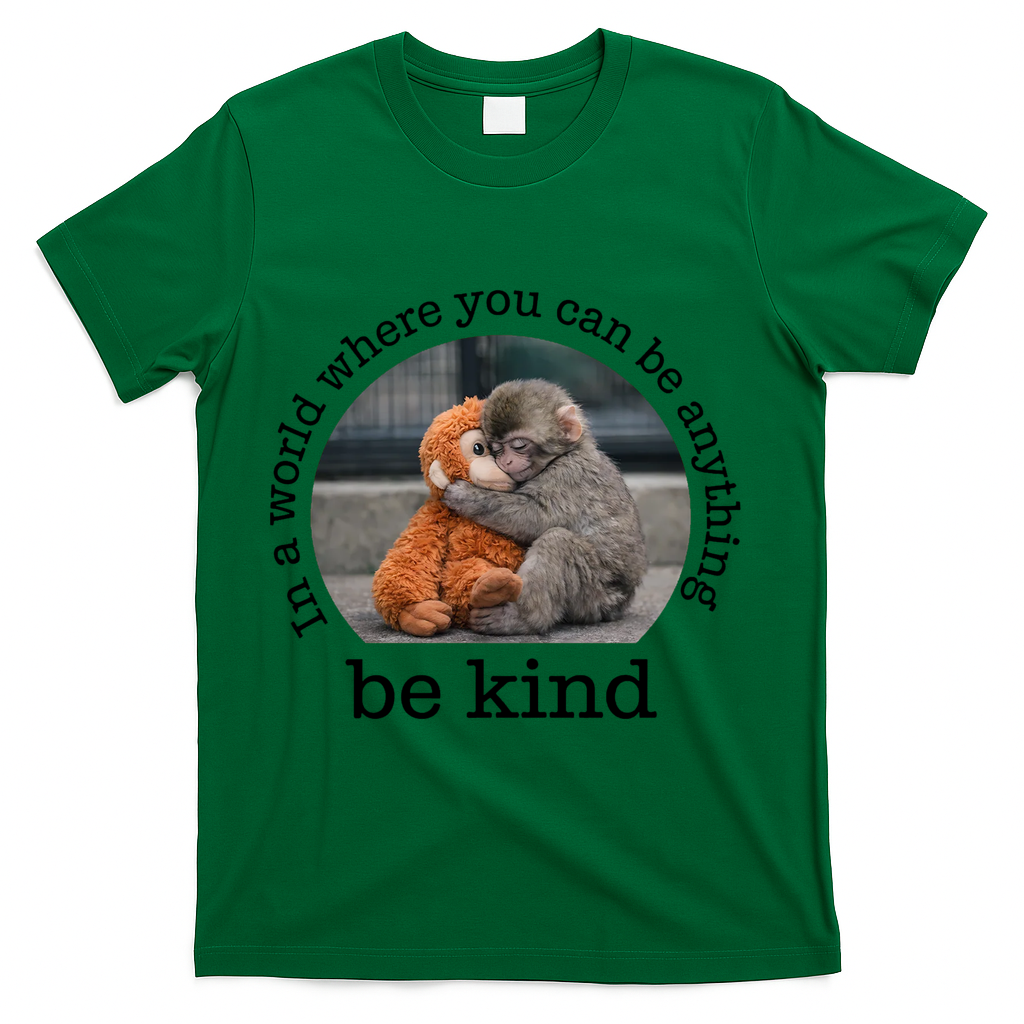 Monkey Punch In The World Where You Can Be Anything Be Kind T-Shirt - Green