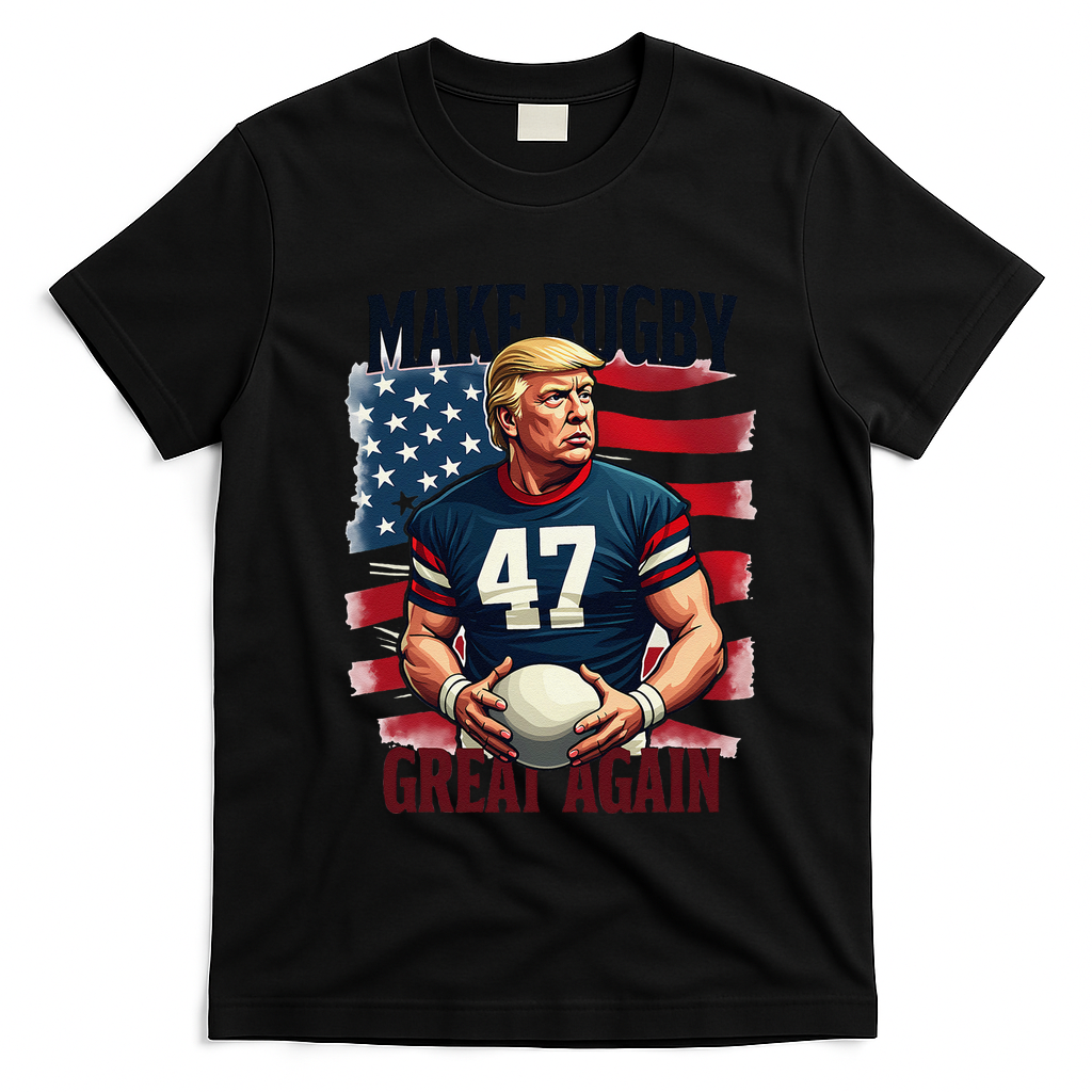 Make Rugby Great Again Funny Rugby Fans Vintage Trump T-Shirt - Black