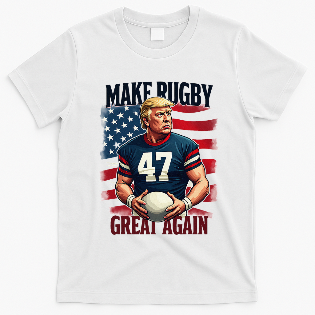 Make Rugby Great Again Funny Rugby Fans Vintage Trump T-Shirt - White
