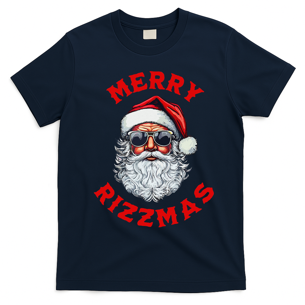 Merry Rizzmas Sigmas Gen Alpha Middle School Christmas T-Shirt - Navy Blue