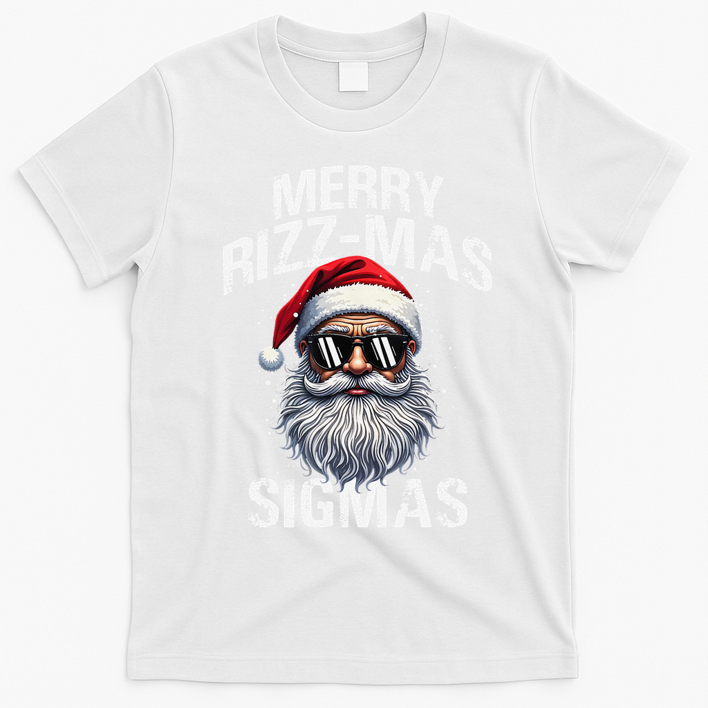 Merry Rizzmas Sigmas Gen Alpha Funny Christmas Santa Claus Gift T-Shirt - White