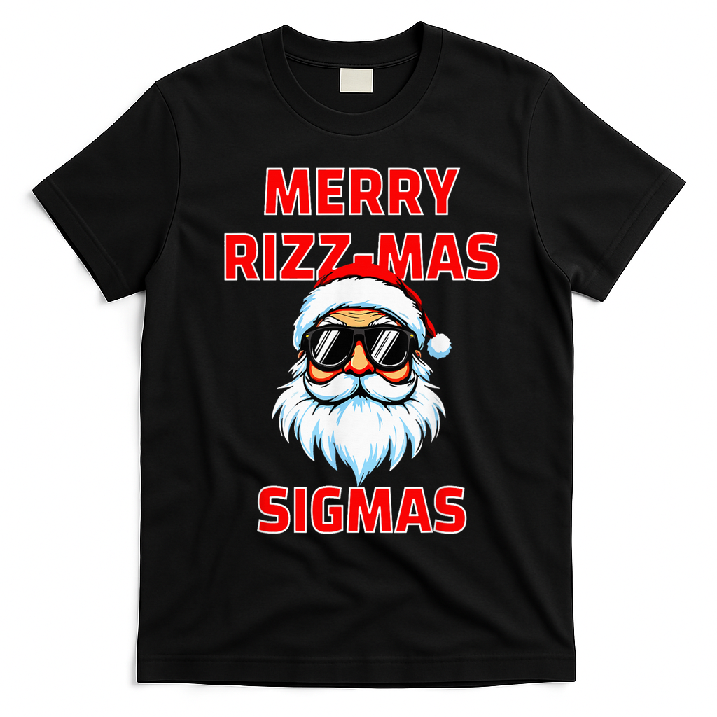 Merry Riz Z Mas Sigmas Santa Claus Merry Christmas T-Shirt - Black