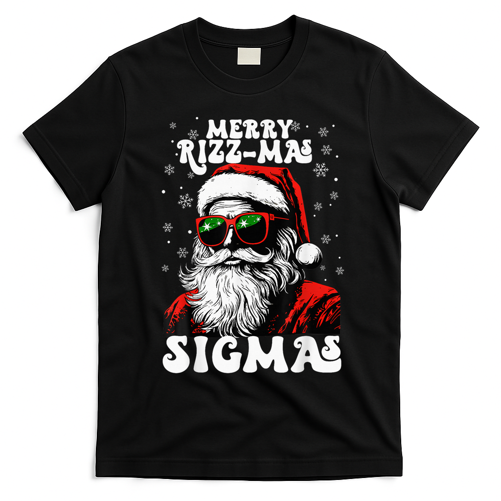 Merry Riz Z Mas Sigmas Funny Gen Alpha Xmas Santa Christmas T-Shirt - Black